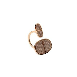 Hermes Womens 18K Rose Gold Diamond Chaine d'Ancre Verso Ring Sz 7/54 14.7g